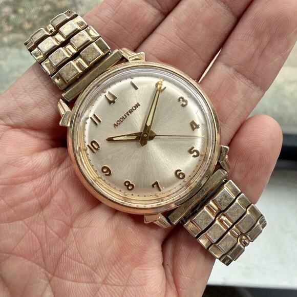 Vintage 1965 Bulova Accutron 10k Gold Filled Wrist Watch Men’s Size 32mm 60’s